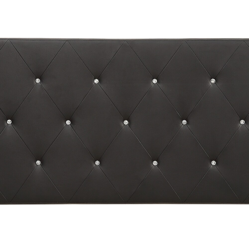 Silver Orchid Heston Contemporary Crystal Diamond Tufted Black Headboard