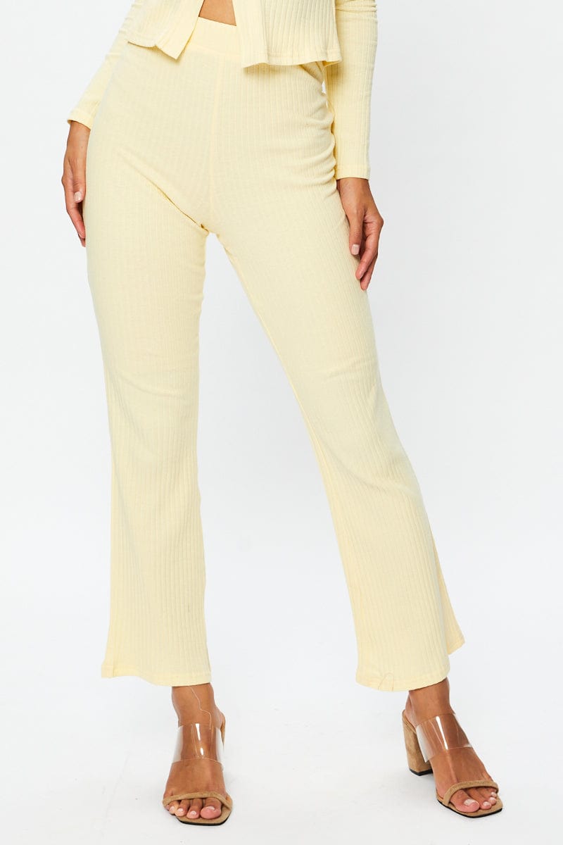 Beige Flare Pants High Rise