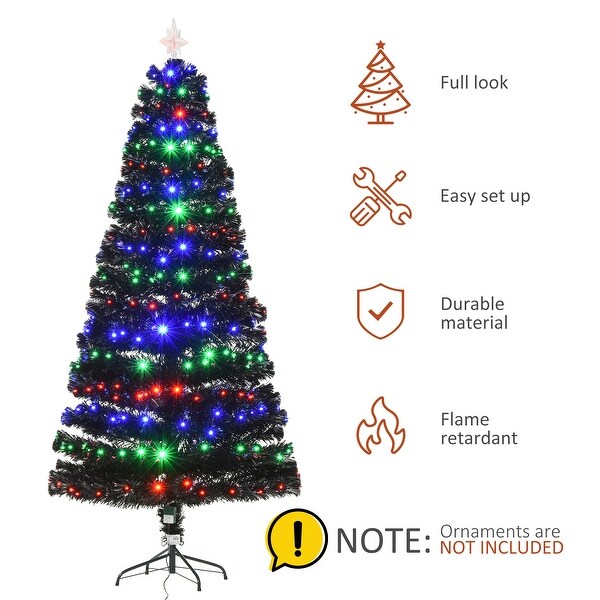 HOMCOM 7 ft. Prelit Christmas Tree with Stand，LED Christmas Tree with Lights