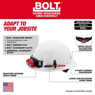 MW BOLT Orange Type 1 Class E Full Brim Non-Vented Hard Hat with 4-Point Ratcheting Suspension (5-Pack) 48-73-1113X5