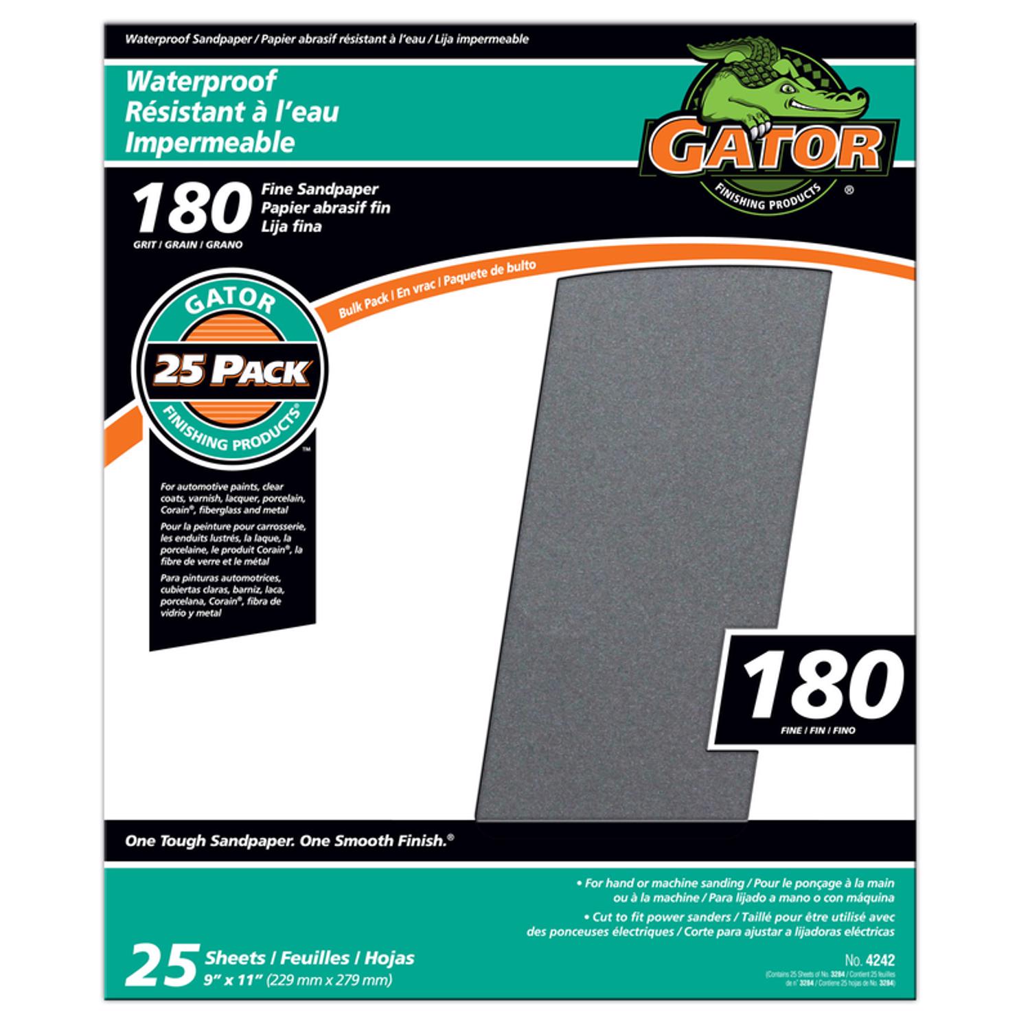 Gator 11 in. L X 9 in. W 180 Grit Silicon Carbide Waterproof Sandpaper 1 pk