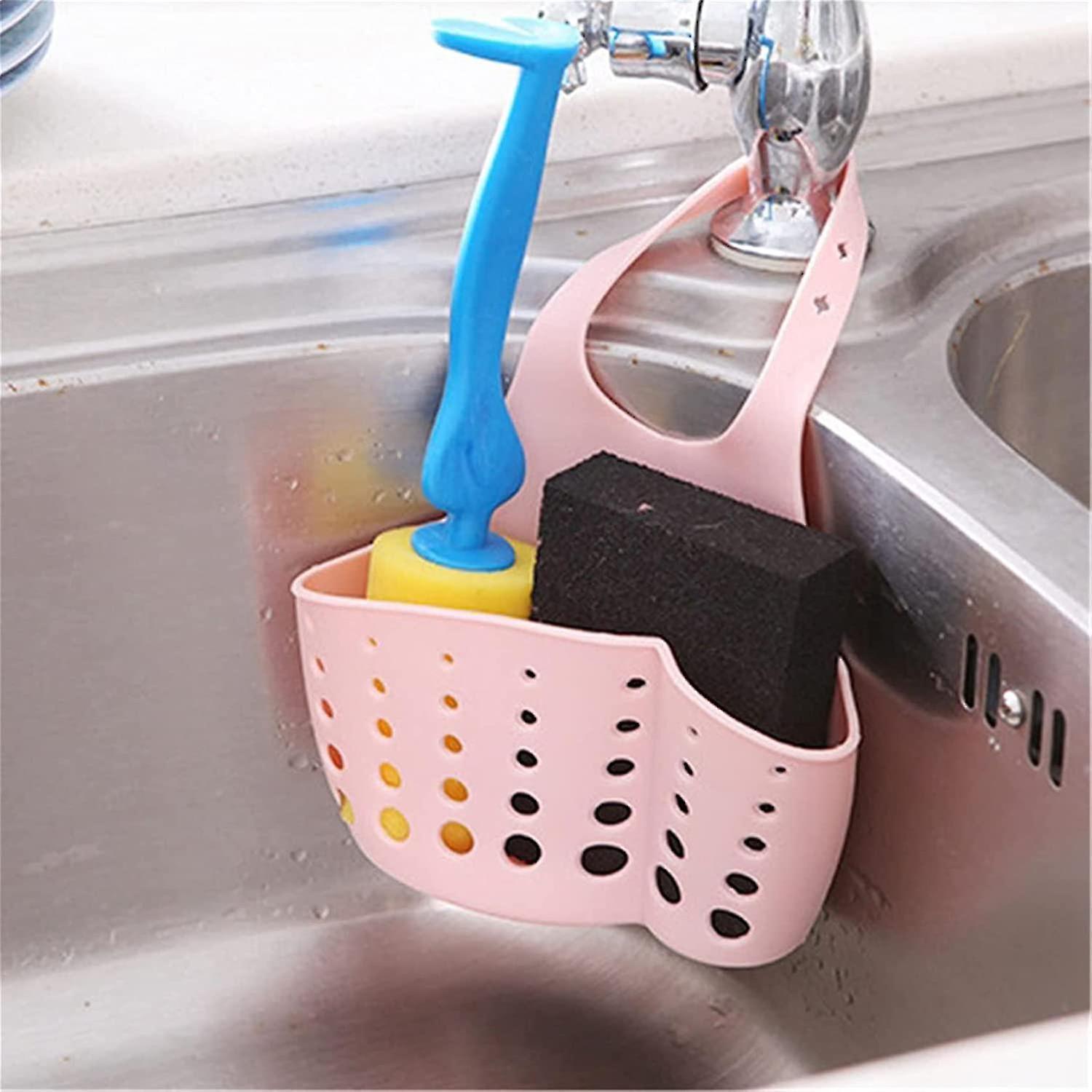 Kitchen Sink Hanging Basket Adjustable Snap Sponge Drain Rack For Washing Tools (b-l2)