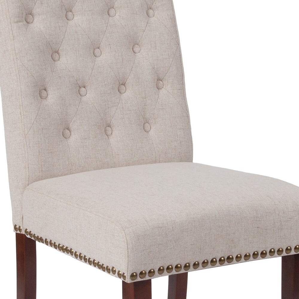 Button tufted Wood Parsons Chair