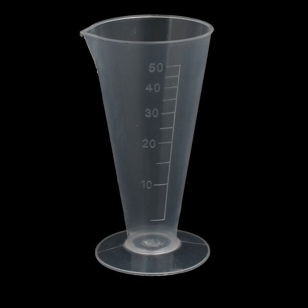 2pcs Kitchen Lab Plastic Conical Shape Measuring Cup 50ml Capacity - Clear