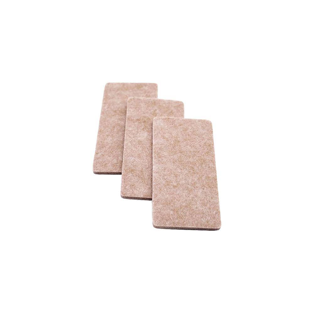 Everbilt 2 in. x 4 in. Beige Rectangular Felt Heavy Duty Self-Adhesive Furniture Pads (3-Pack) 49948