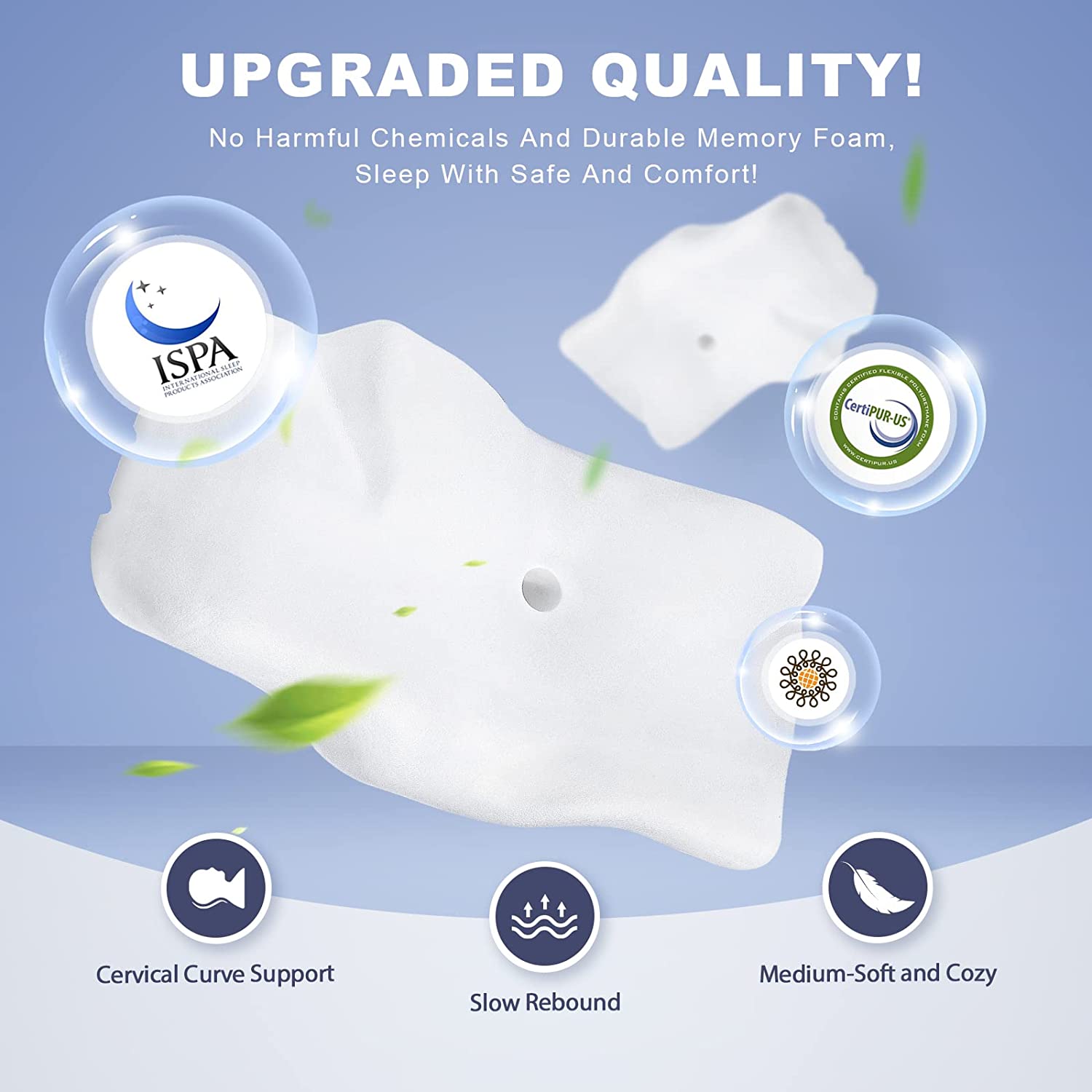 ALLJOYRR Adjustable Cervical Pillow for Neck Pain Relief, Hollow Contour Memory Foam Pillows Plus Support, Odorless Orthopedic Bed Pillows for Sleeping, Shoulder Pillow for Side Back Stomach Sleeper