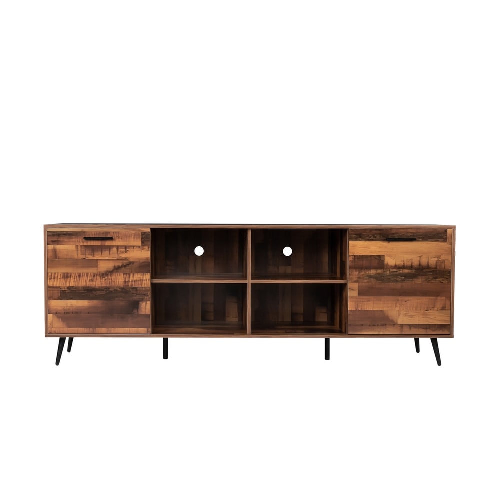 TV Stand Media Entertainment Center Mid Century Modern TV Console Table with Storage Cabinet Doors for Living Room