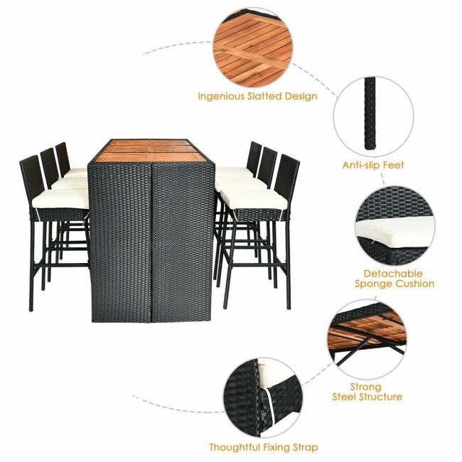 7 Pieces Patio Rattan Wicker Dining Furniture Set