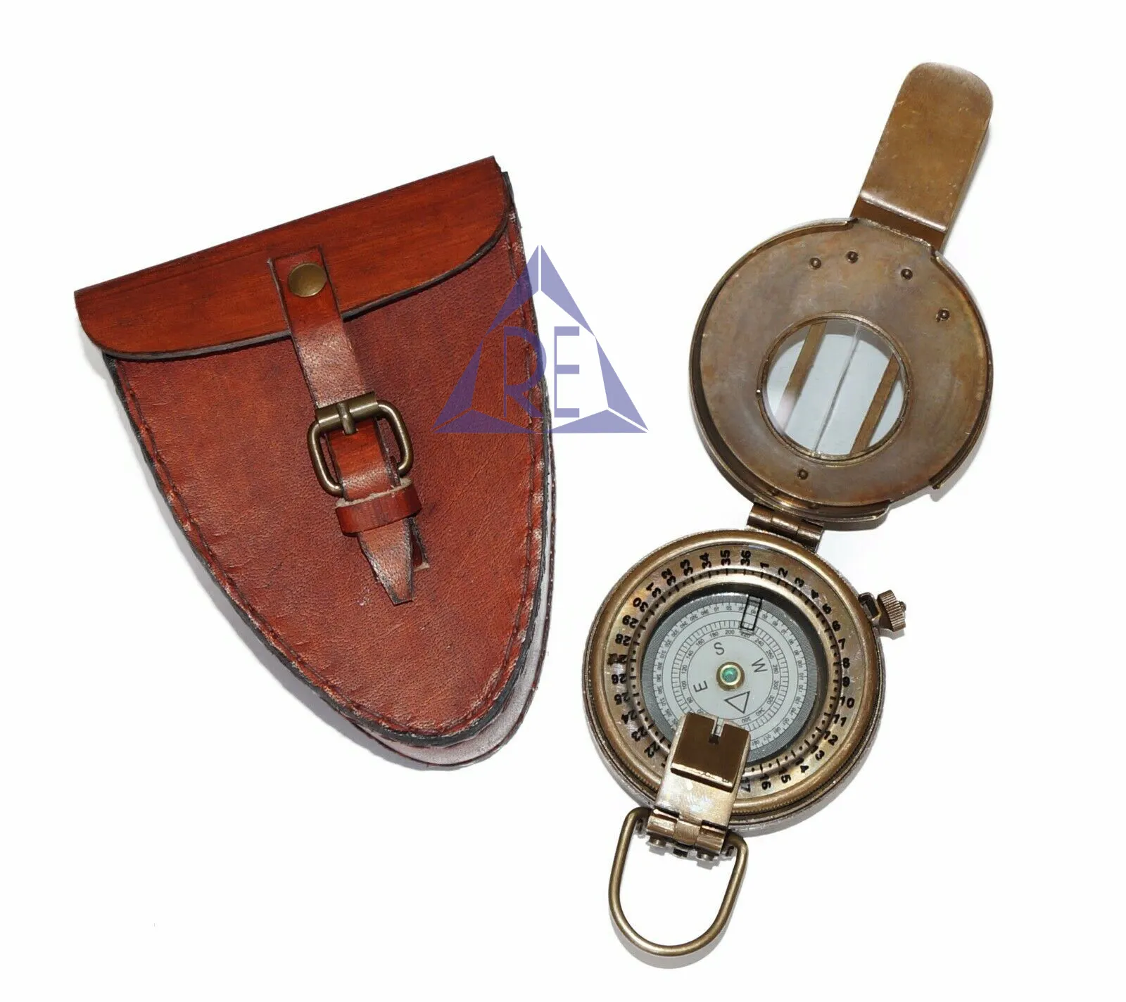 Outdoor Camping Hiking Survival Compass with leather case gift item engineering Handheld Portable Working Compass