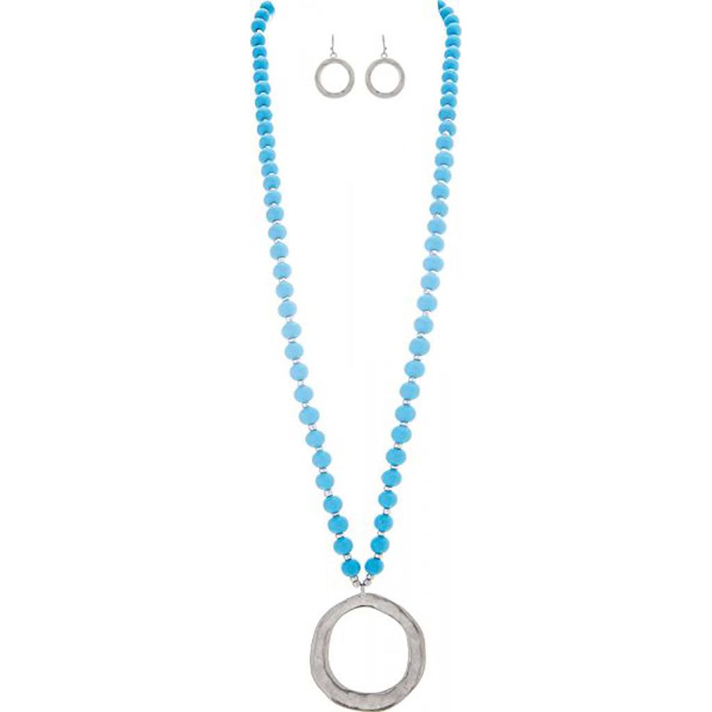 Rain  Circle Turquoise Beads Necklace Set