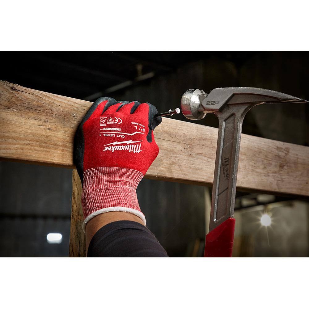 MW Medium Red Nitrile Level 1 Cut Resistant Dipped Work Gloves (4-Pack) 48-22-8915