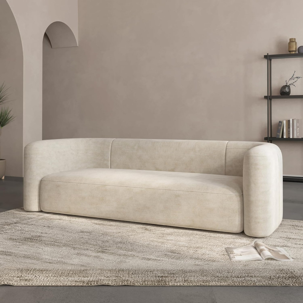 Unique Modern Sofa  Curved Silhouette  ampVelvet Upholstery   Transitional   Sofas   by Decor Love  Houzz