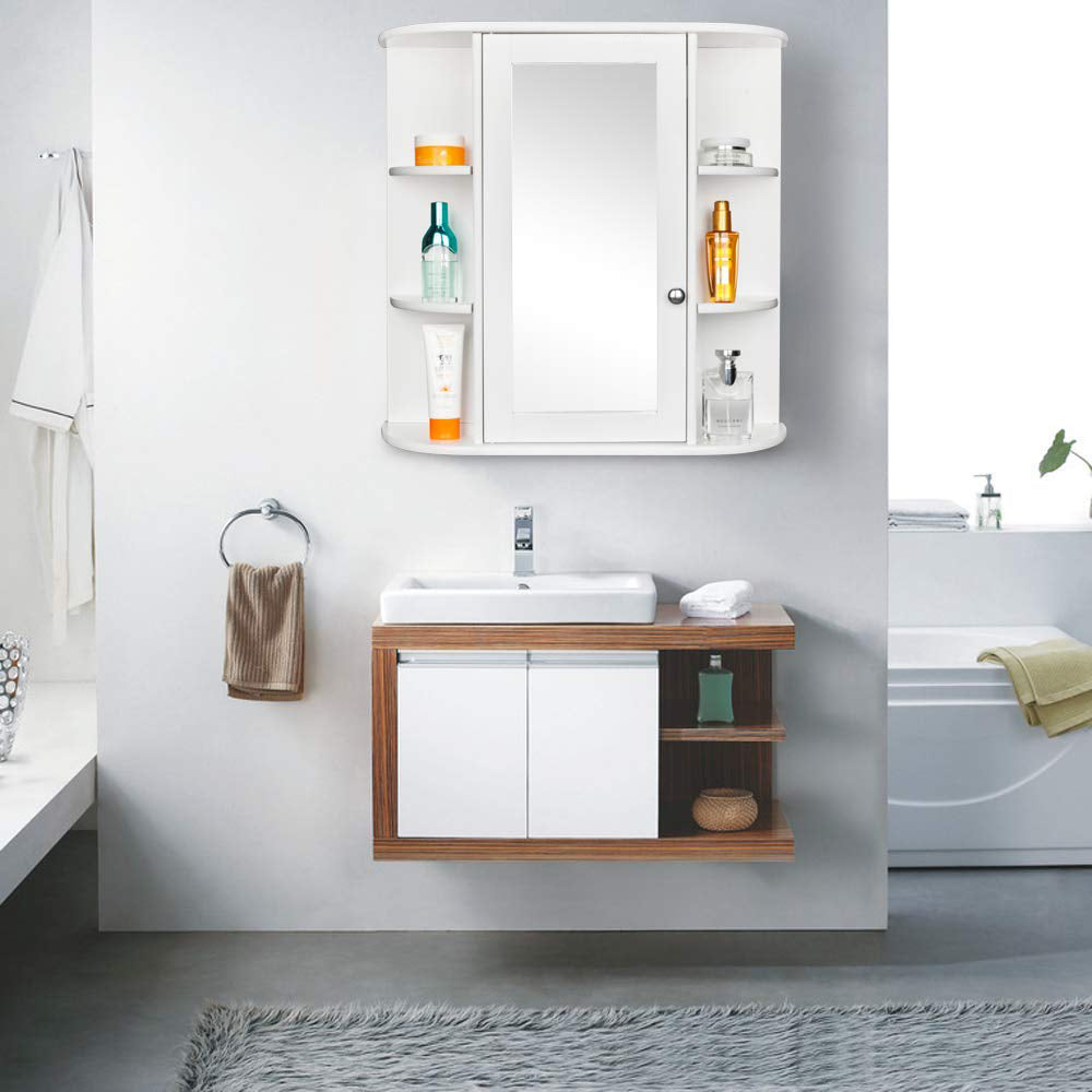 UBesGoo Wall Mounted Bathroom Storage Cabinet, Medicine Cabinet with Mirror Door and Adjustable Shelf, White