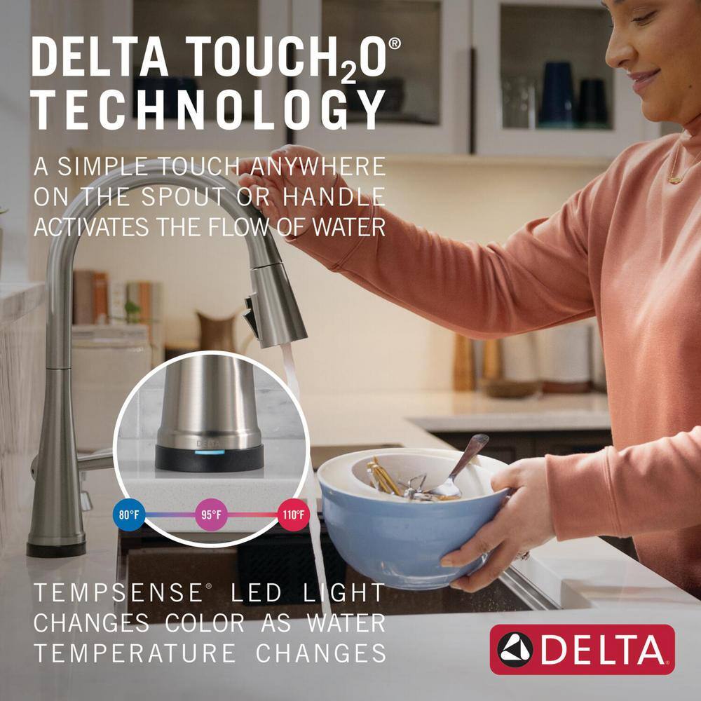 Delta Greydon Touch2O Single Handle Pull Down Sprayer Kitchen Faucet with ShieldSpray Technology in SpotShield Stainless Steel 19826TZ-SPSD-DST