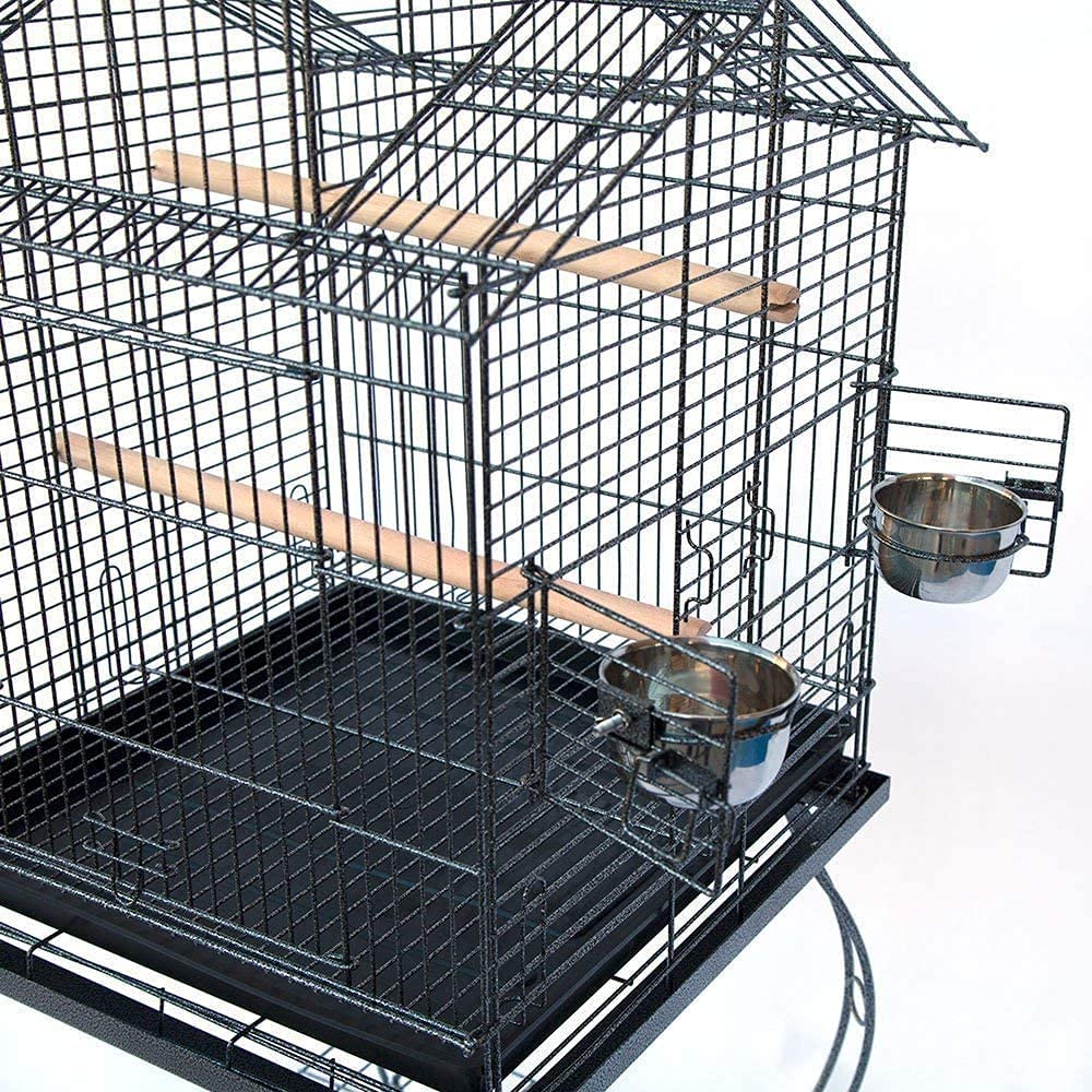 Large 57-Inch Pagoda House Roof Top Parrot Lovebird Cockatiel Cockatiels Parakeets Cage with Stand， Black Vein