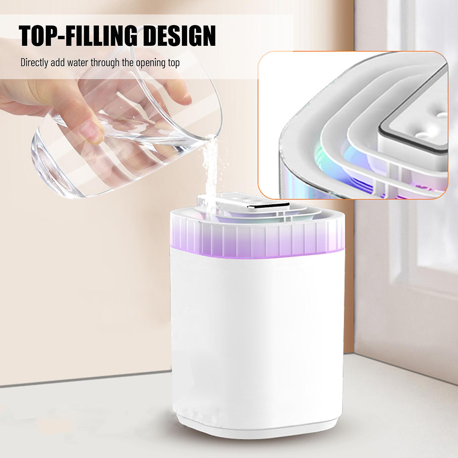 3l Large Capacity Cool Mist Humidifier Three Nozzles High Mist Humidifier 20db Quiet Multicolor Light Auto Shut-off For Office