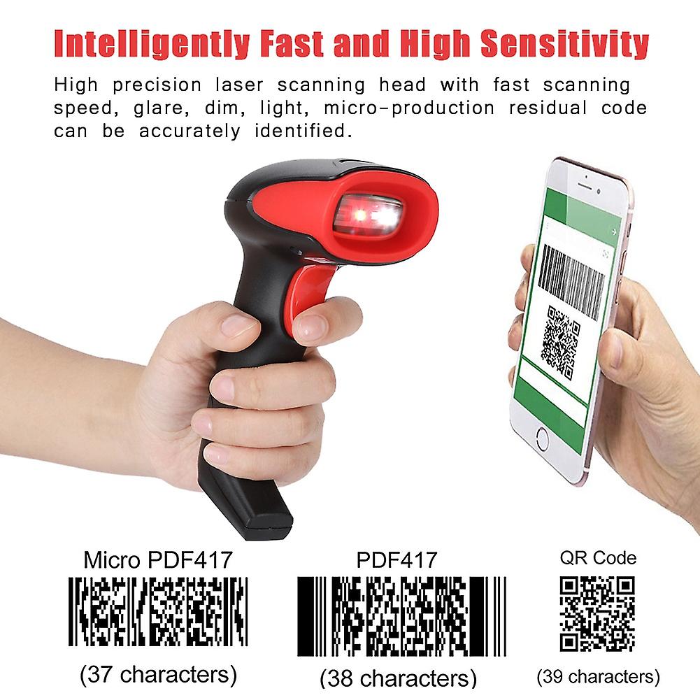 Wired Handheld Usb Bar Qr Code Scanner 2d Barcode Reader Scanning Gun Scanner Black+red