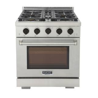 Kucht Professional 30 in. 4.2 cu. ft. Propane Gas Range with Power Burner Convection Oven in Stainless Steel with Black Knobs KFX300LP-K