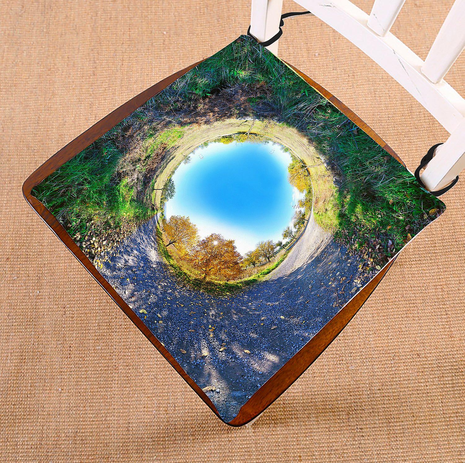 Beautiful Bule Sky Chair Pad， Stereographic Panoramic Projection Of An Autumn Tree Seat Cushion Chair Cushion Floor Cushion 45x45 Cm