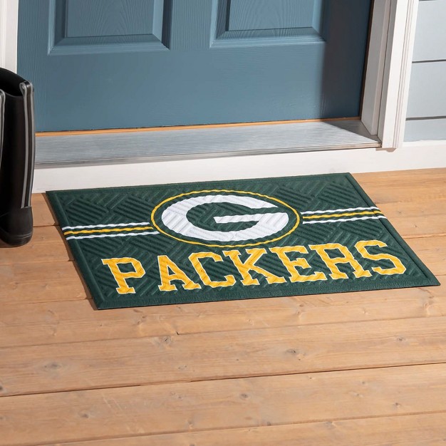 Evergreen Nfl Green Bay Packers Embossed Mat Cross Hatch Indoor And Outdoor Doormat