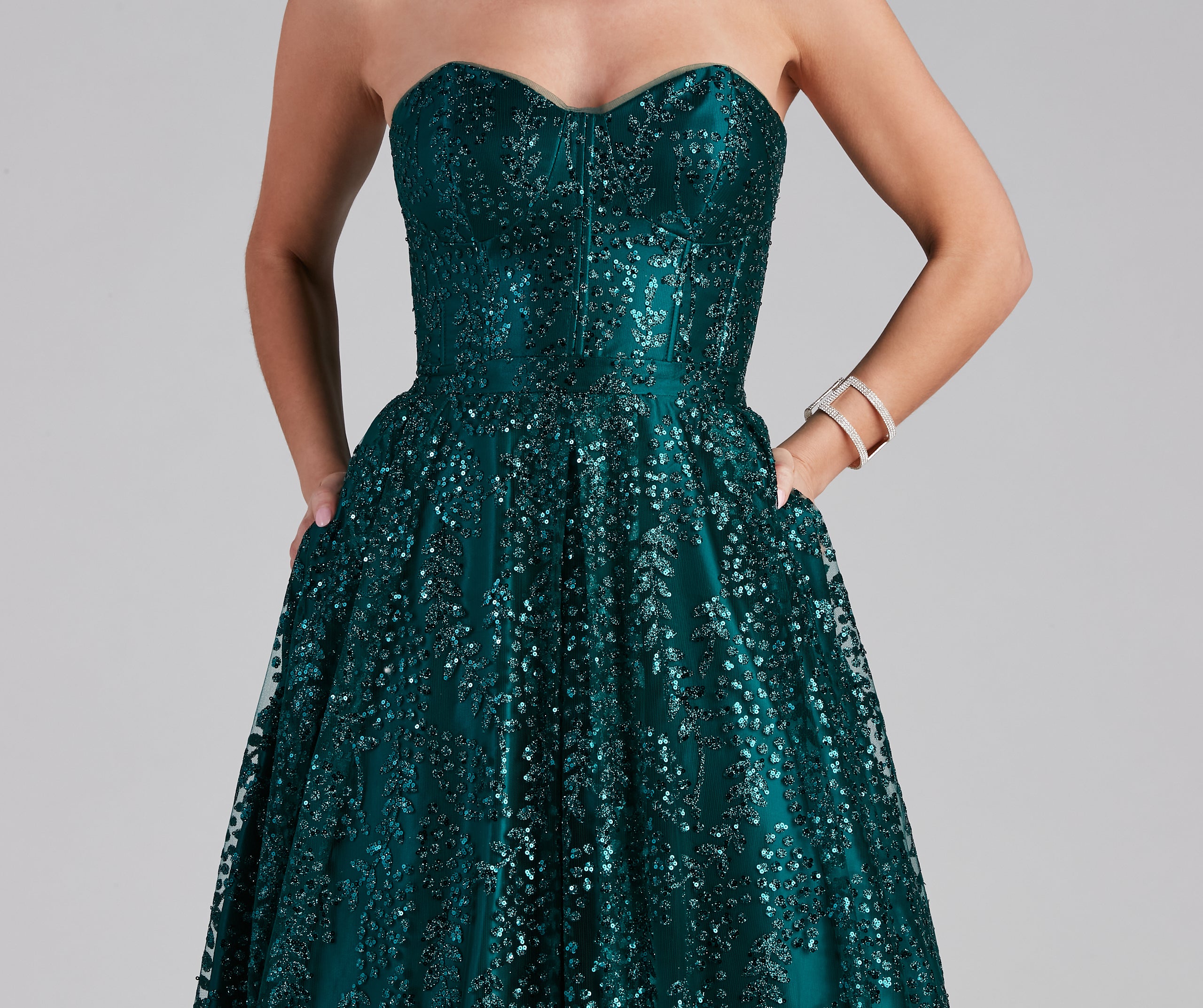 Mimi Corset Glitter Ball Gown