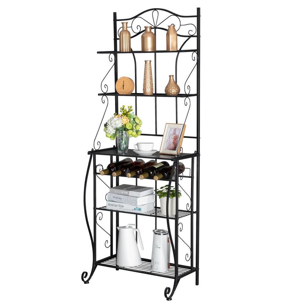 GoDecor 5-Tier Metal Kitchen Storage Shelving Baker's Rack，Black