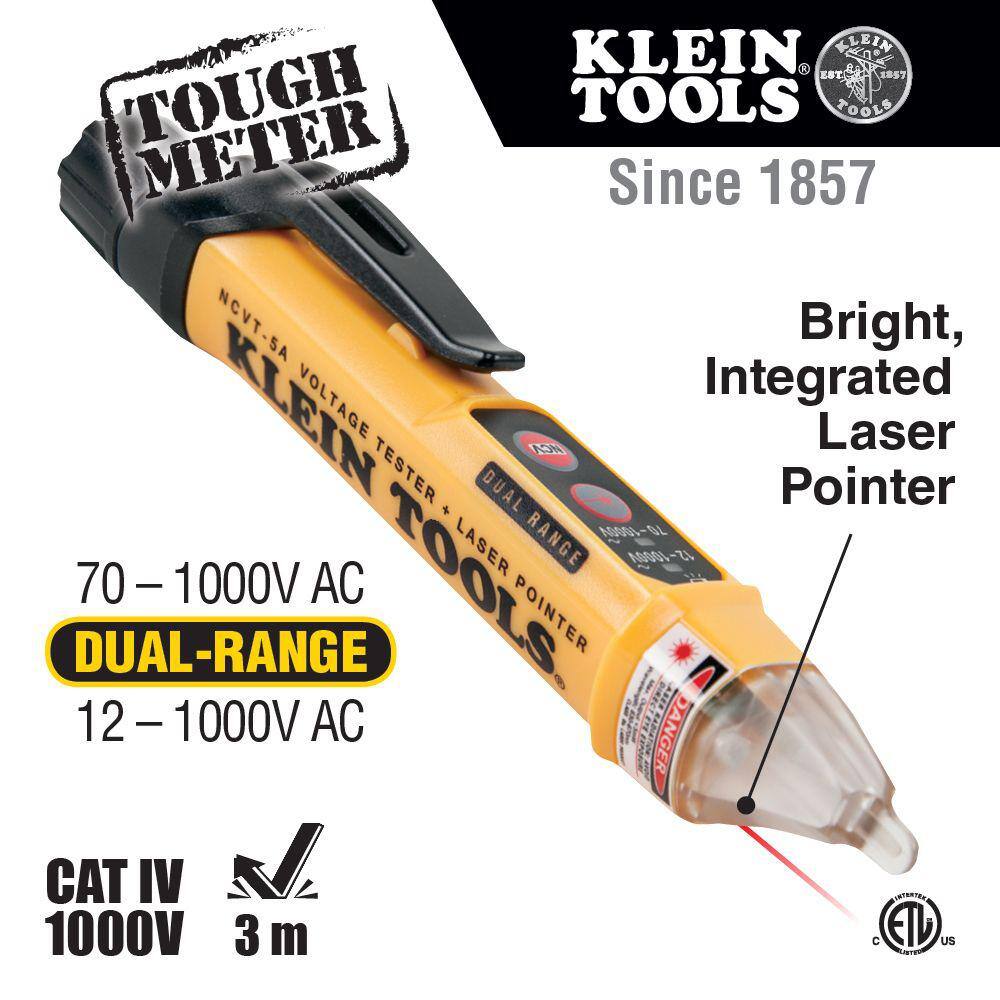 Klein Tools 2-Piece Non-Contact Voltage Tester with Laser Pointer and GFCI Outlet Tester Tool Set NCVT5KIT