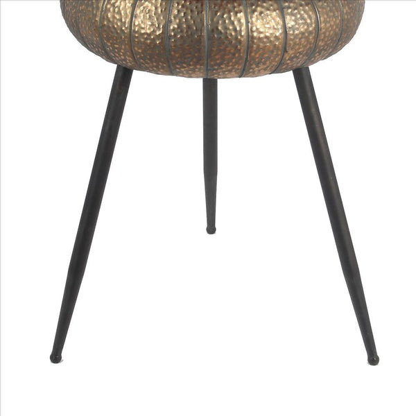 Benzara BM240971 Round Top Accent Table With Tripod Base  Large  Gold and Black   Midcentury   Side Tables And End Tables   by Uber Bazaar  Houzz