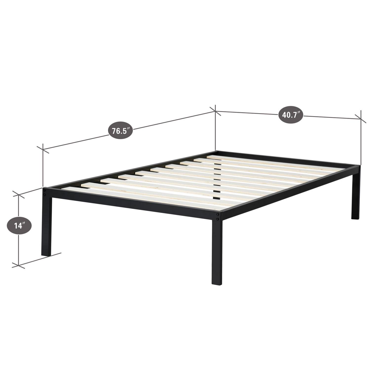 GrandRest 14and#8221; Platform Metal Bed with Wood Slats， Twin