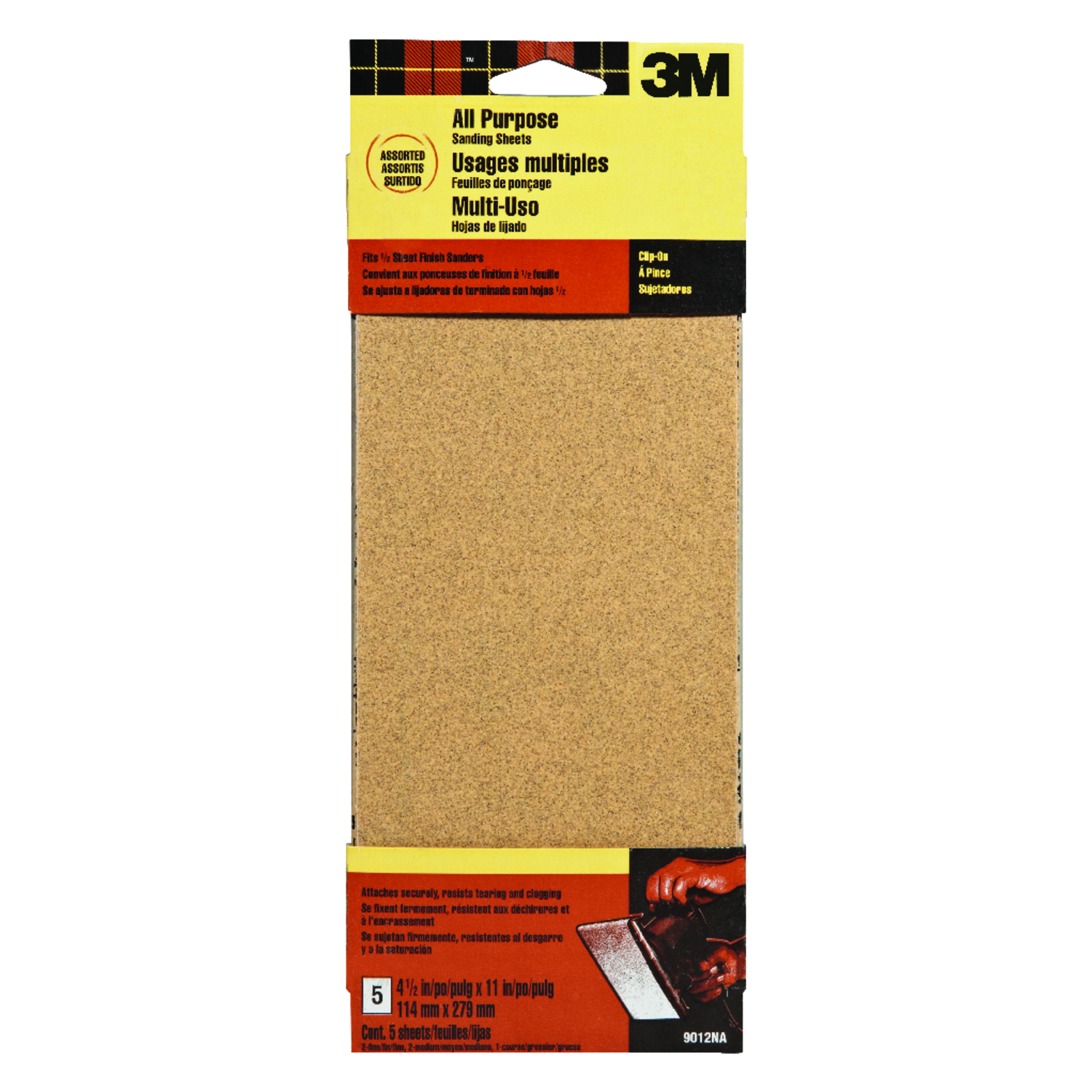 3M 11 in. L X 4-1/2 in. W Assorted Grit Aluminum Oxide Sandpaper 5 pk