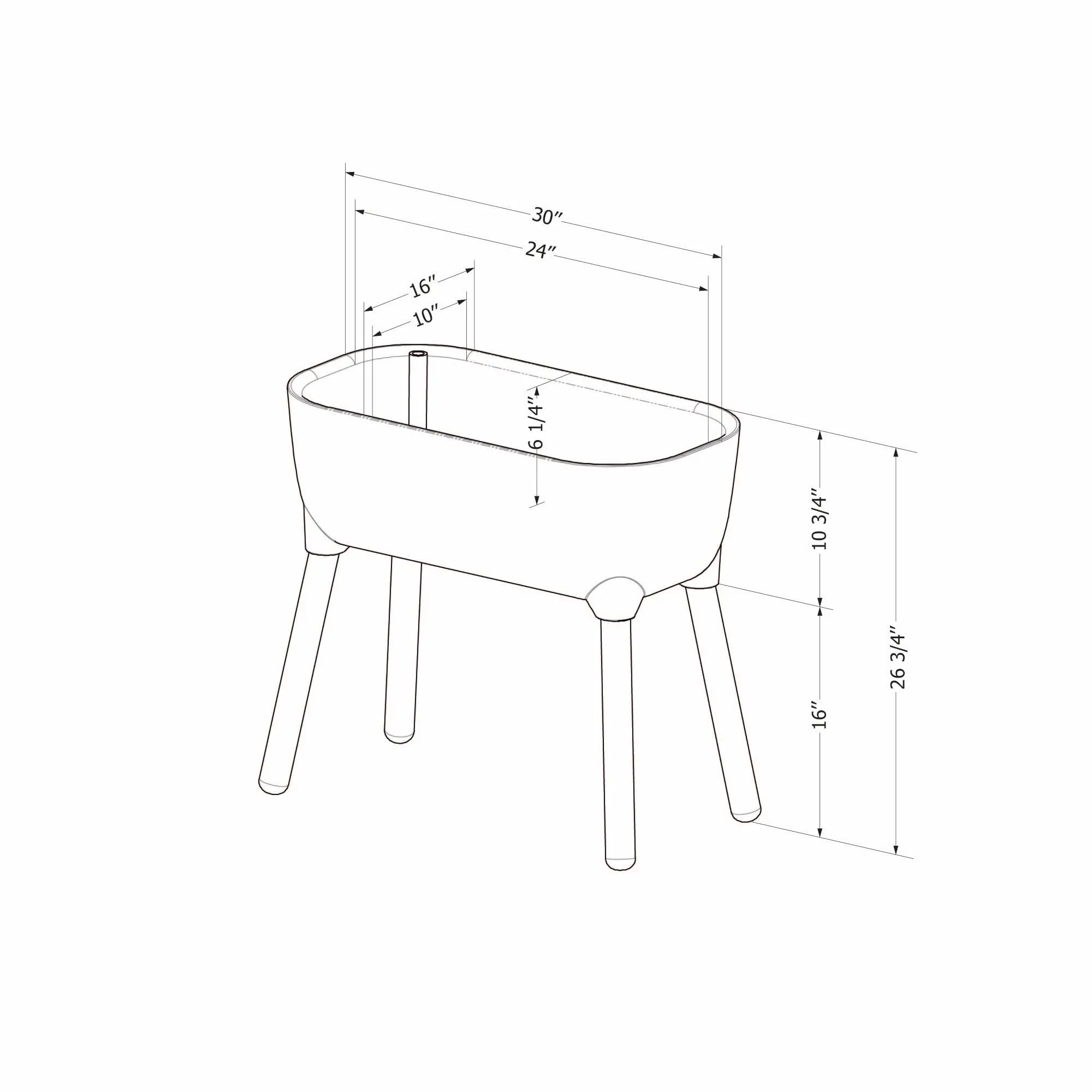 Dalya White Raised Planter - South Shore