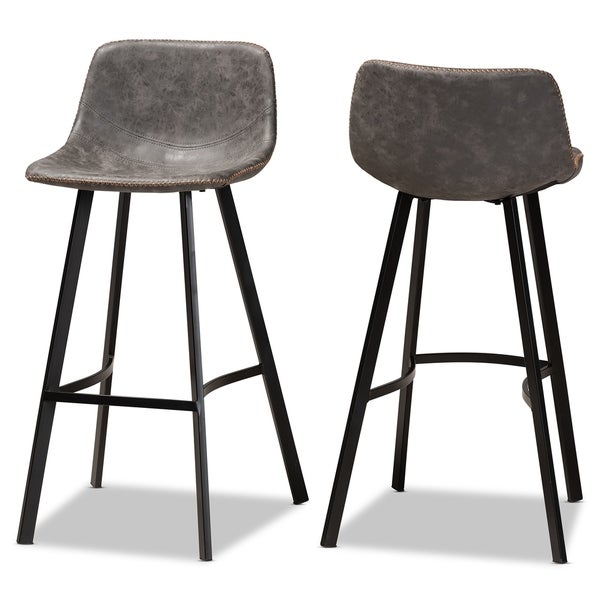 Carbon Loft Abbas Rustic Industrial Upholstered 2-piece Bar Stool Set