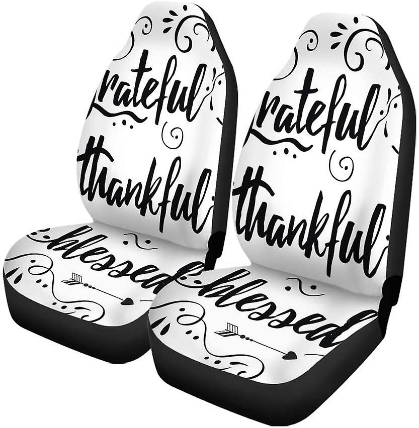 Set Of 2 Car Seat Covers Thankful Universal Auto Front Seats Protector Fits For Car，suv Sedan，truck