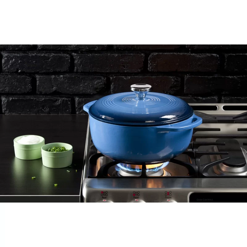 Lodge EC4D33 Enameled Cast Iron Dutch Oven， 4.5-Quart， Caribbean Blue