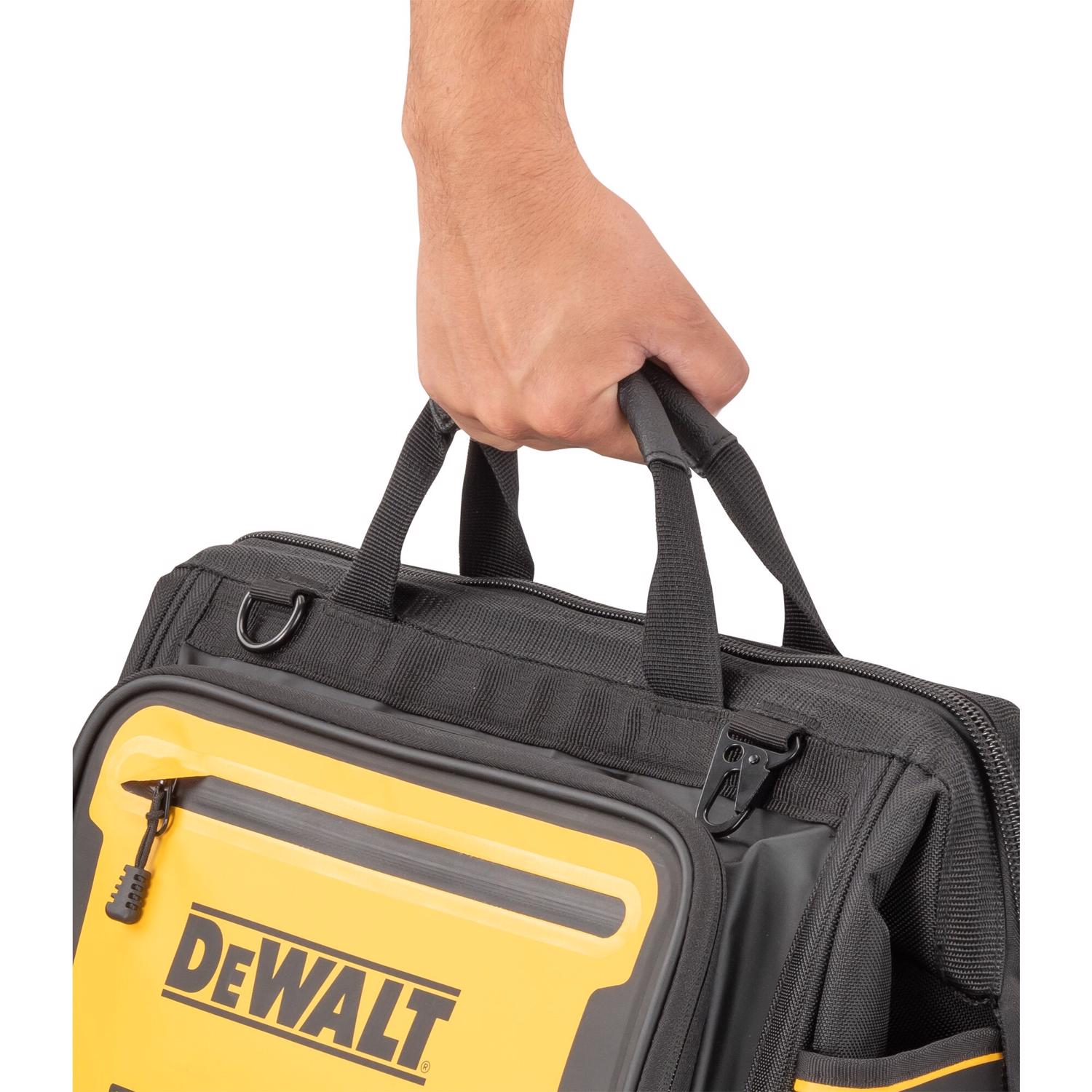 DW Polyester/Tarpaulin Open Mouth All-Purpose Tool Bag 19 pocket Black/Yellow 1 pc