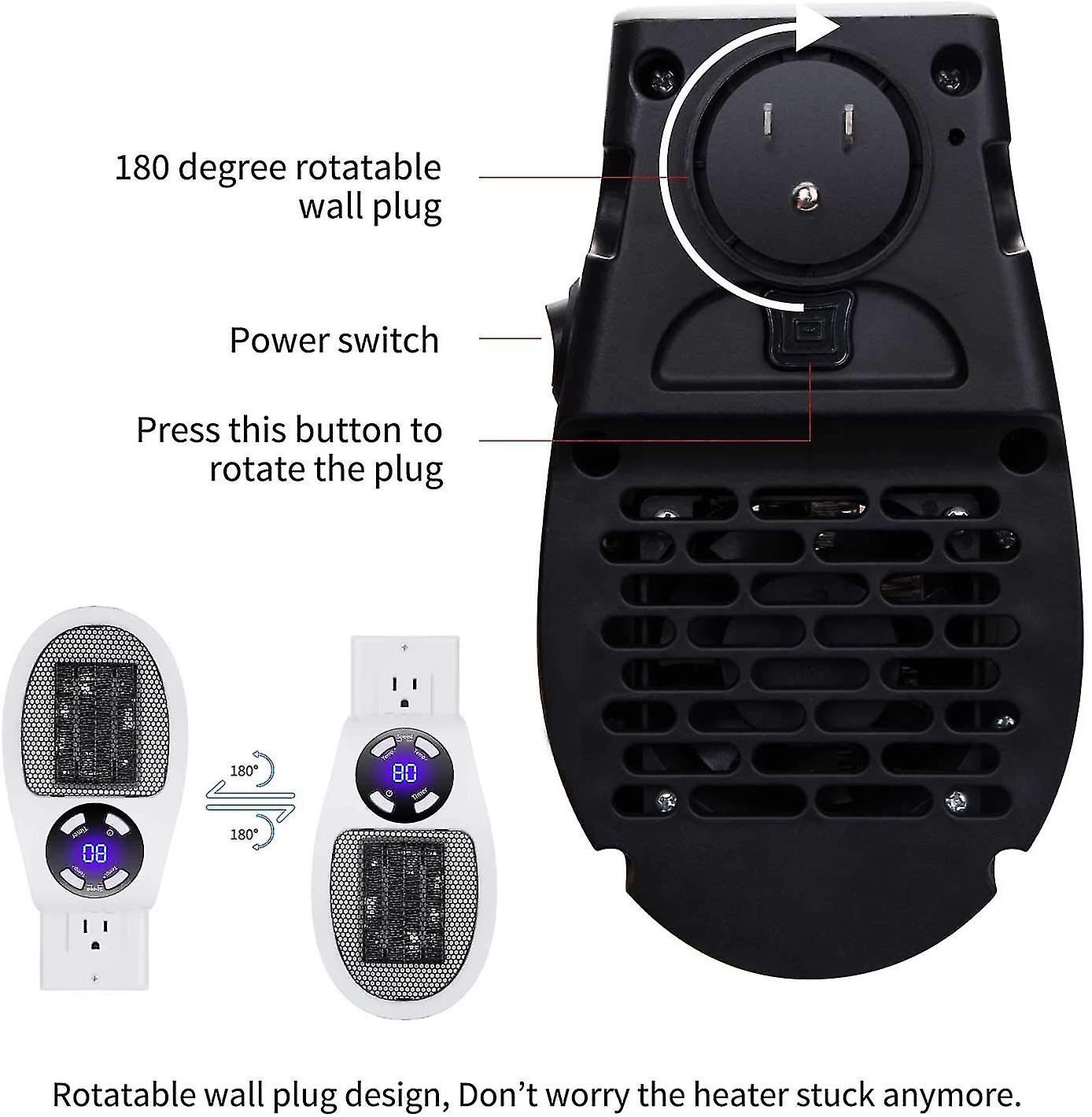 Programmable Space Heater With Led Display Wall Outlet Electric Heater With Adjustable Thermostat And Timer For Home Office Indoor Use 350 Watt Etl Li