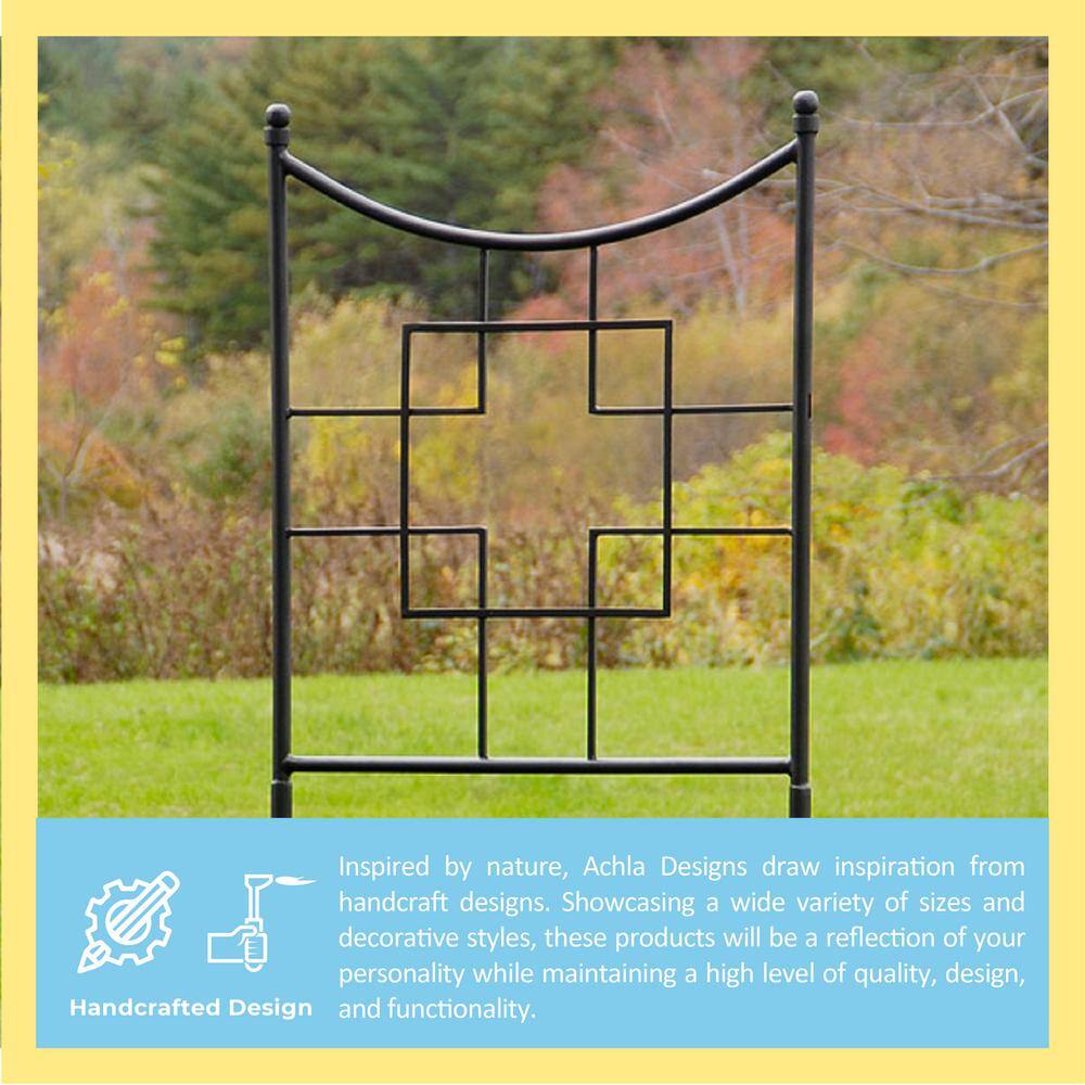 ACHLA DESIGNS 86 in. Tall Graphite Powder Coat Finish Square-On-Squares Modern Garden Trellis FT-25