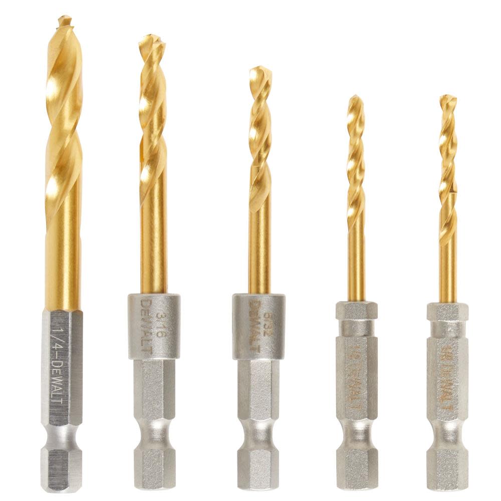 DW 5pc Impact Ready Titanium Nitride Coating Drill Set DD5155 from DW