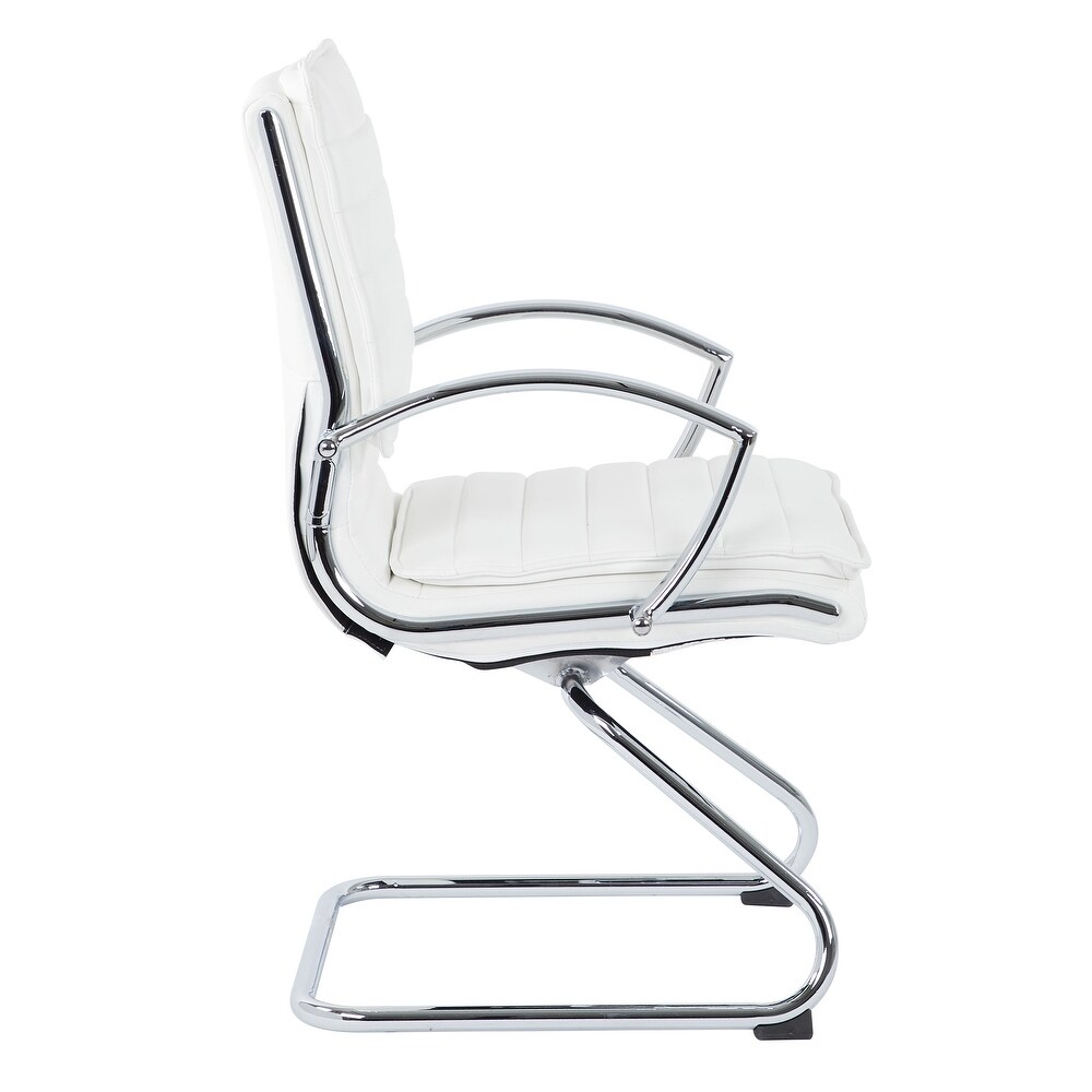 Guest Professional Faux Leather Chair with Chrome Sled Base and Removable Sleeves