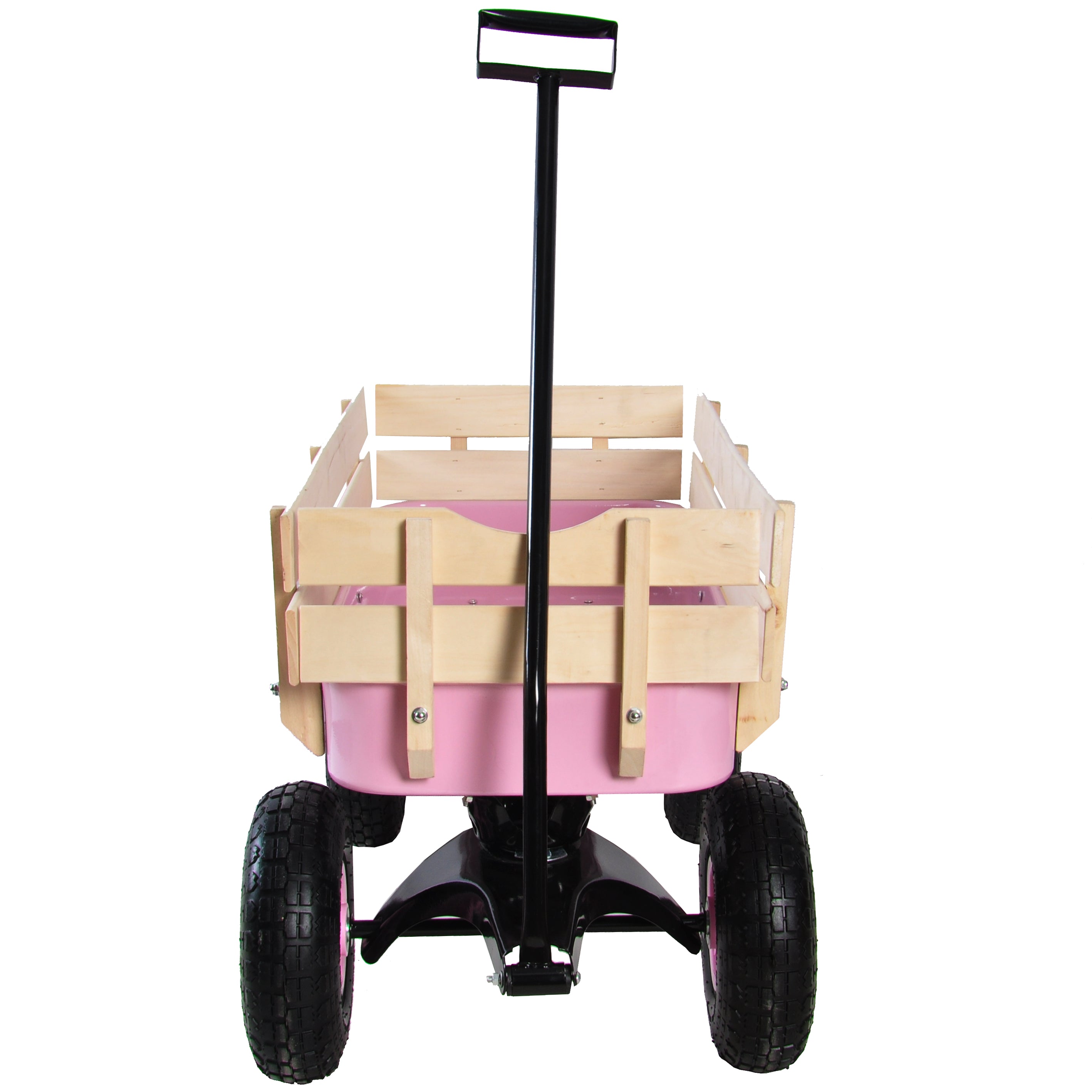 Beach Wagons for Kids Children, Outdoor Wagon All Terrain Pulling with Removable Wooden Railing and Air Tires, Toy Wagons for kids to Pull, Garden Wagon for Camping, Pink