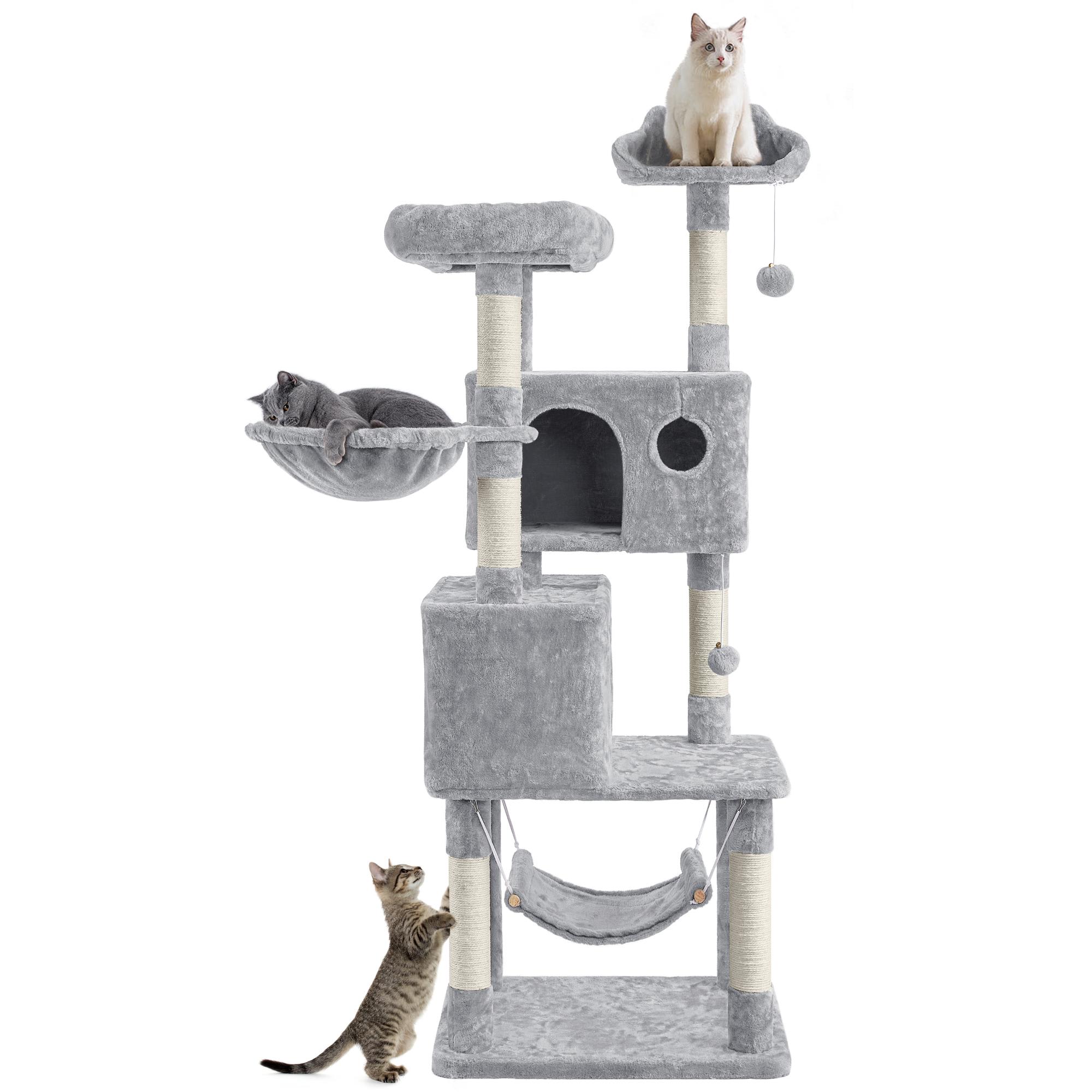 Topeakmart Light Gray 4-Level Large Cat Tree with Perch for Small Cats， 64.5