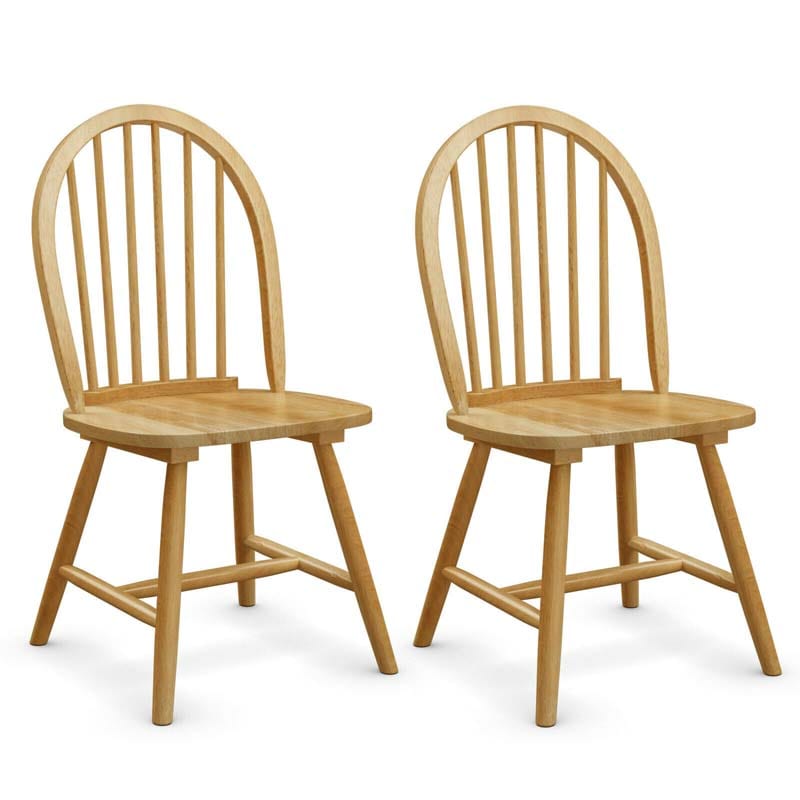 2 Pcs Vintage Windsor Wood Chairs with Spindle Back, French Country Armless Dining Chairs