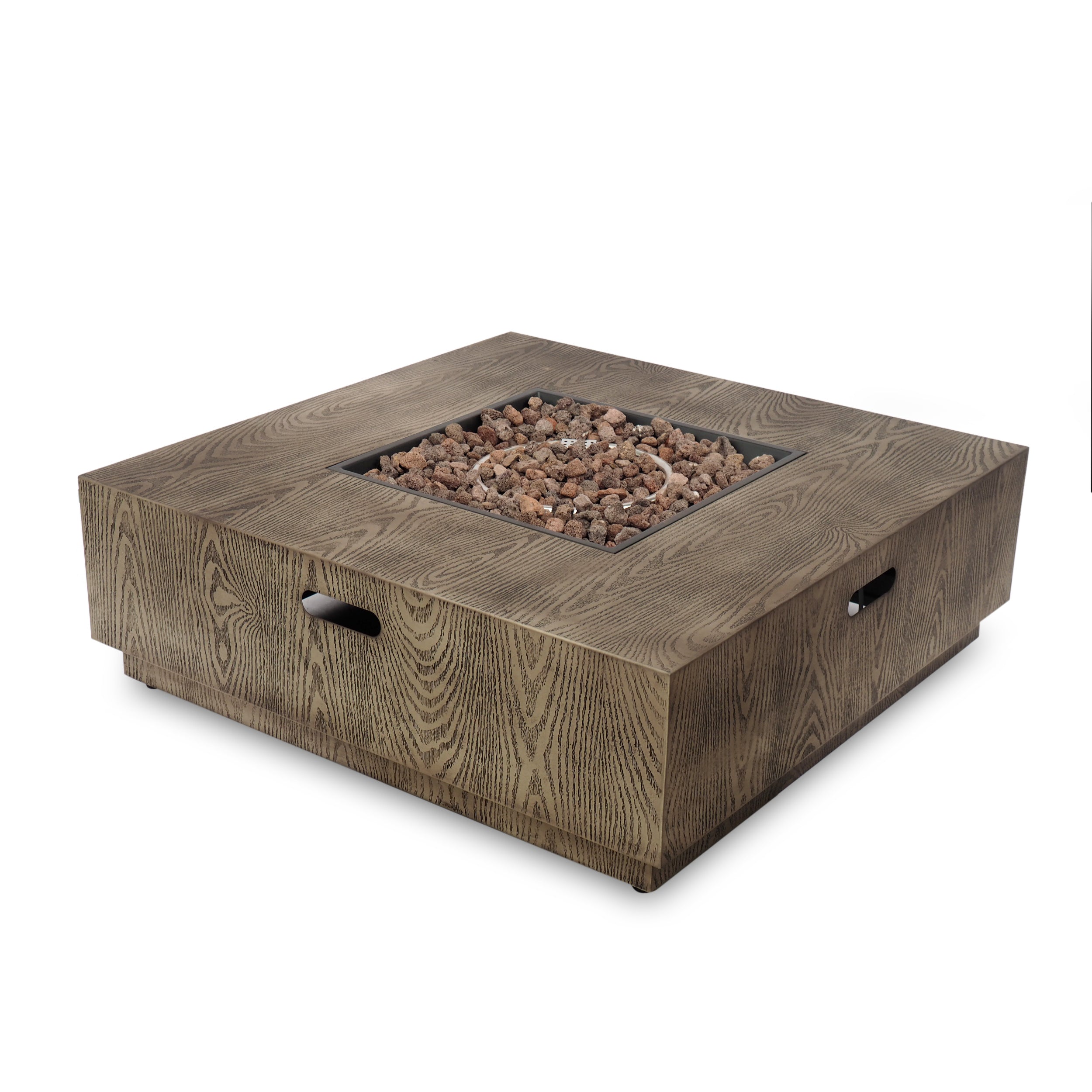 Jasmine Square Wood Finish 50,000 BTU Propane Fire Pit