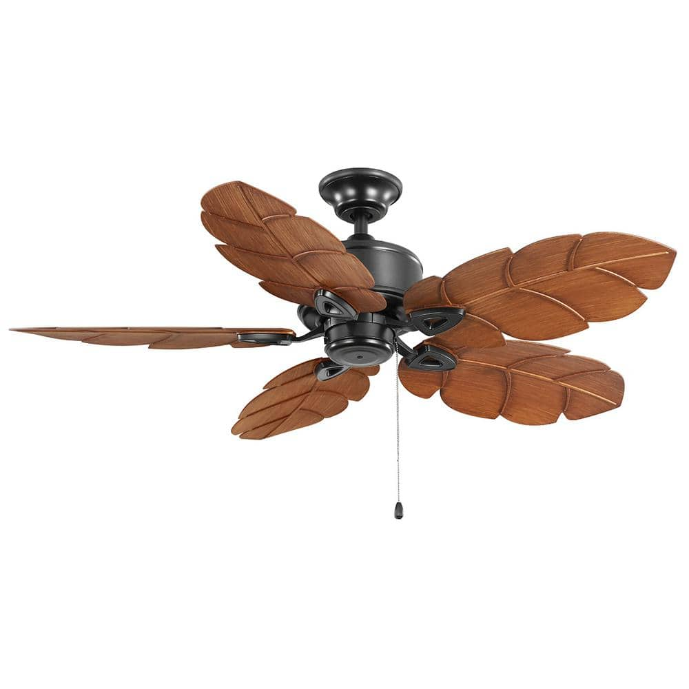 Home Decorators Collection Palm Cove 44 in IndoorOutdoor LED Natural Iron Ceiling Fan with Light Kit Downrod and Reversible Motor