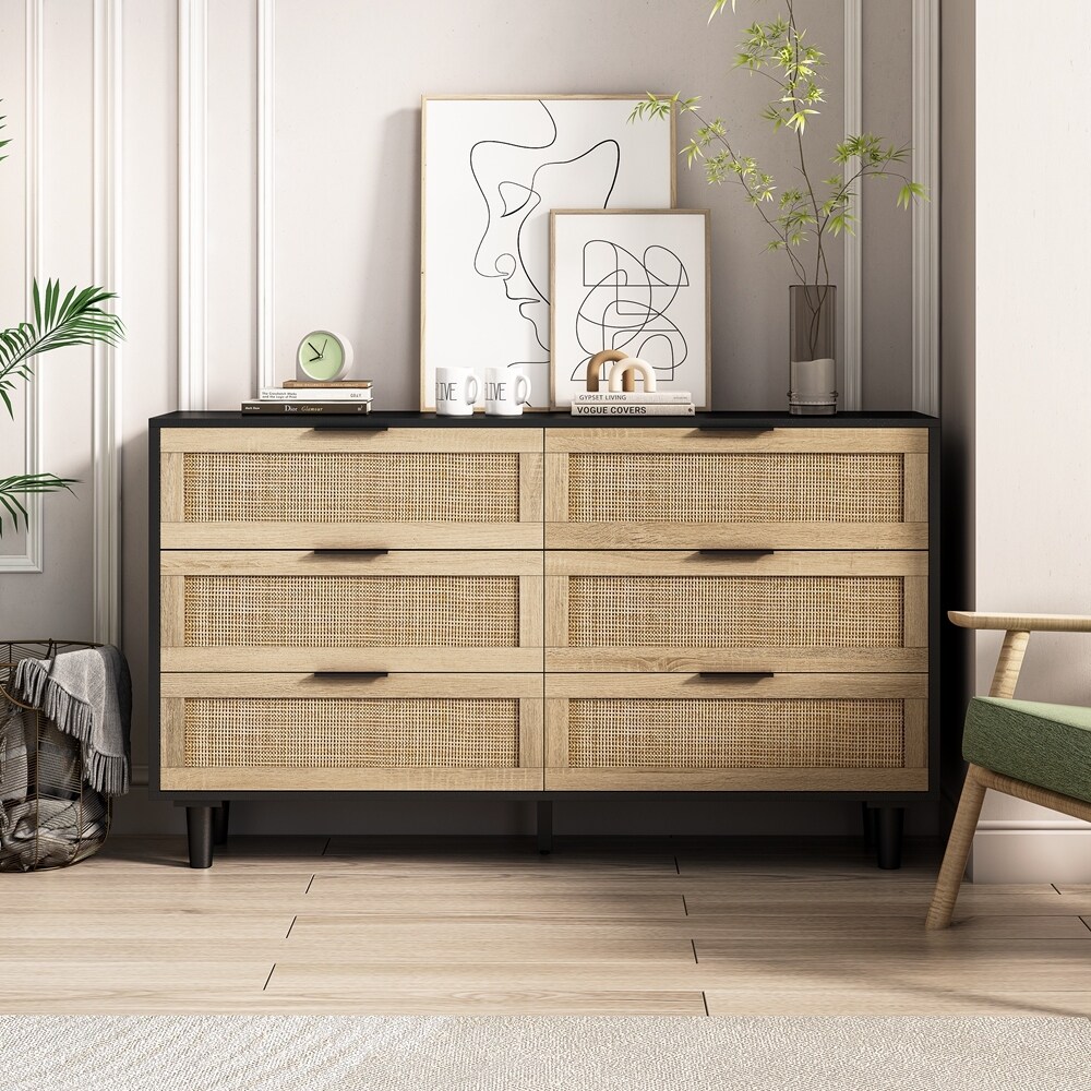 Drawers Rattan Storage Cabinet