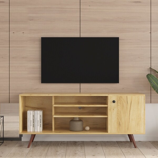 Nestfair TV Stand Entertainment Center with Shelves and Cabinet