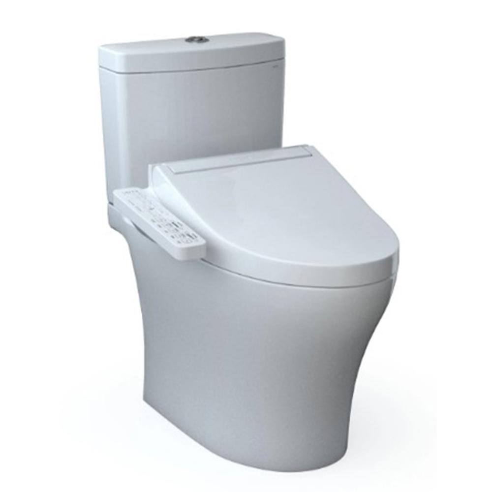 TOTO Aquia IV 2-Piece 0.81.28 GPF Dual Flush Elongated ADA Comfort Height Toilet in Cotton White C2 Washlet Seat Included MW4463074CEMFGN#01