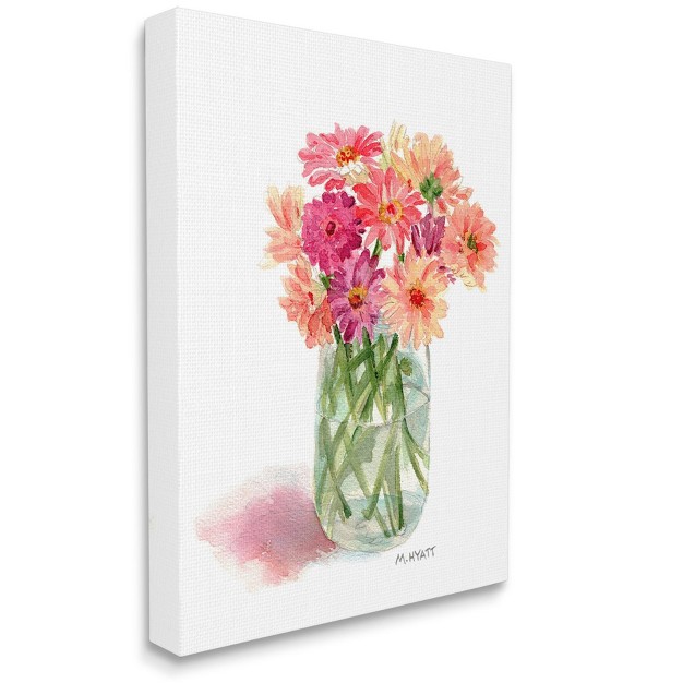 Stupell Industries Pink Daisy Watercolor Bouquet In Canning Jar