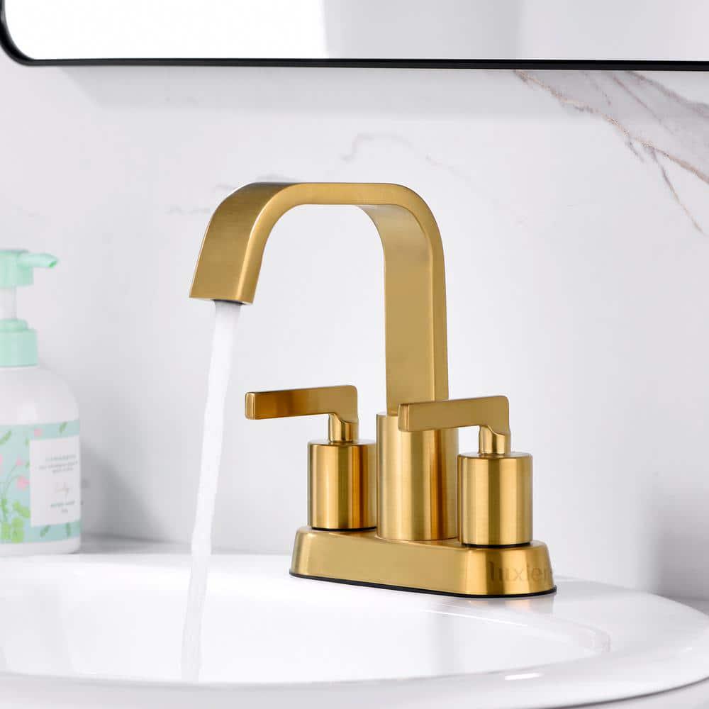 LUXIER 4 in Centerset 2Handle Bathroom Faucet in Brushed Gold