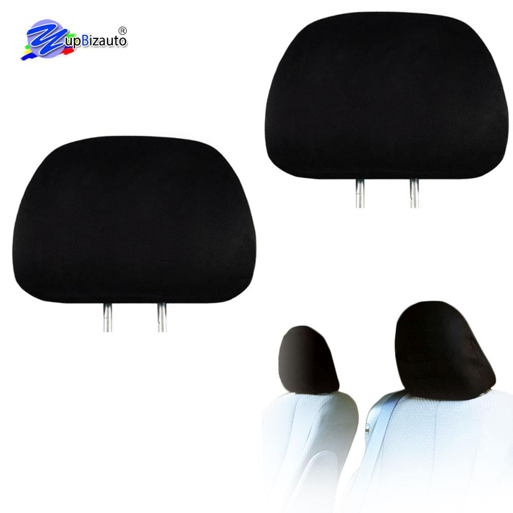 Yupbizauto Universal Size 2x Auto Cars Trucks and Headrest Covers Solid Black Polyester Universal Size